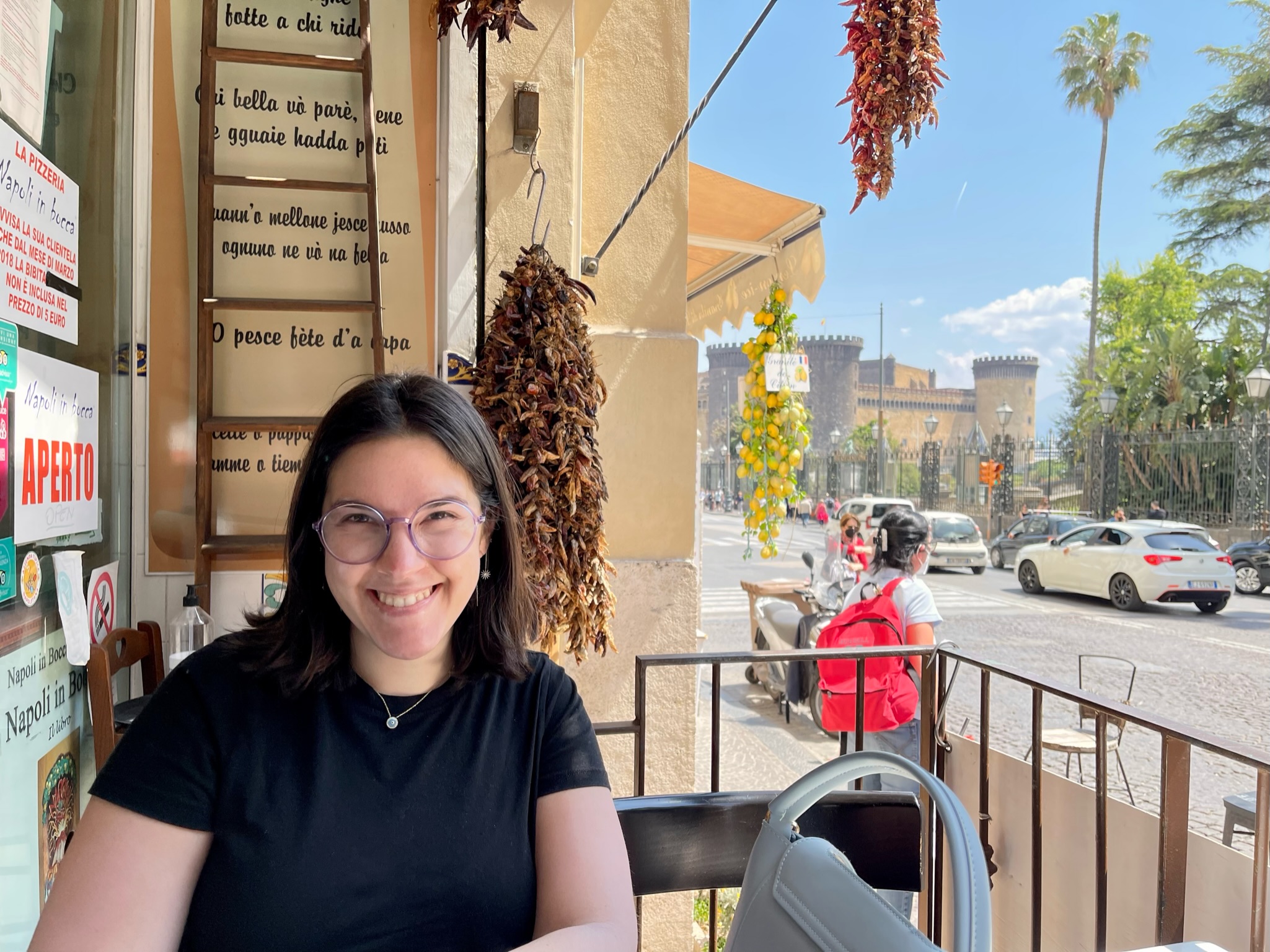 Ancient ruins of Pompeii with Mount Vesuvius in the background