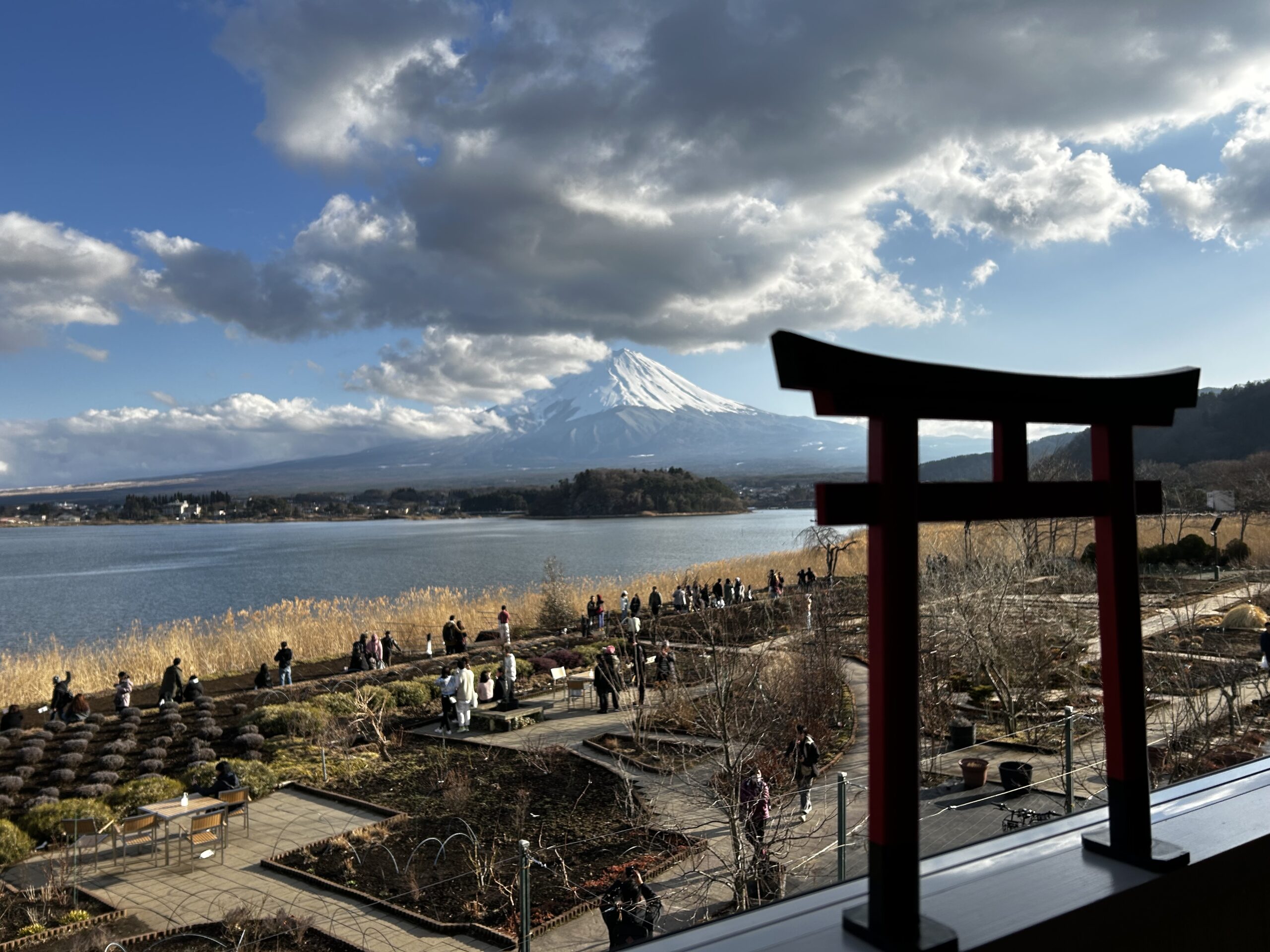 View of Mount Fuji with torii gate