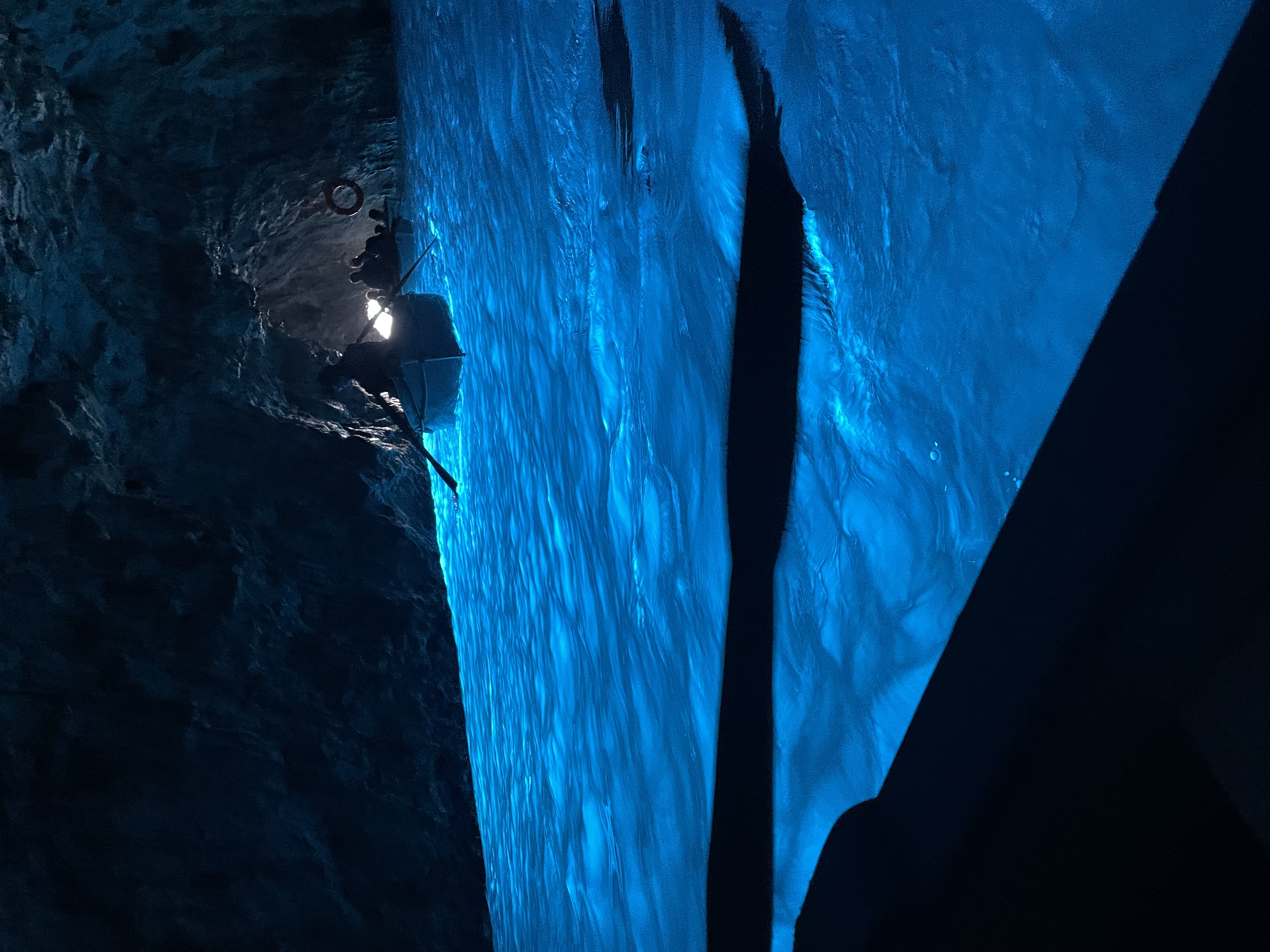 The electric blue interior of Capri's Blue Grotto