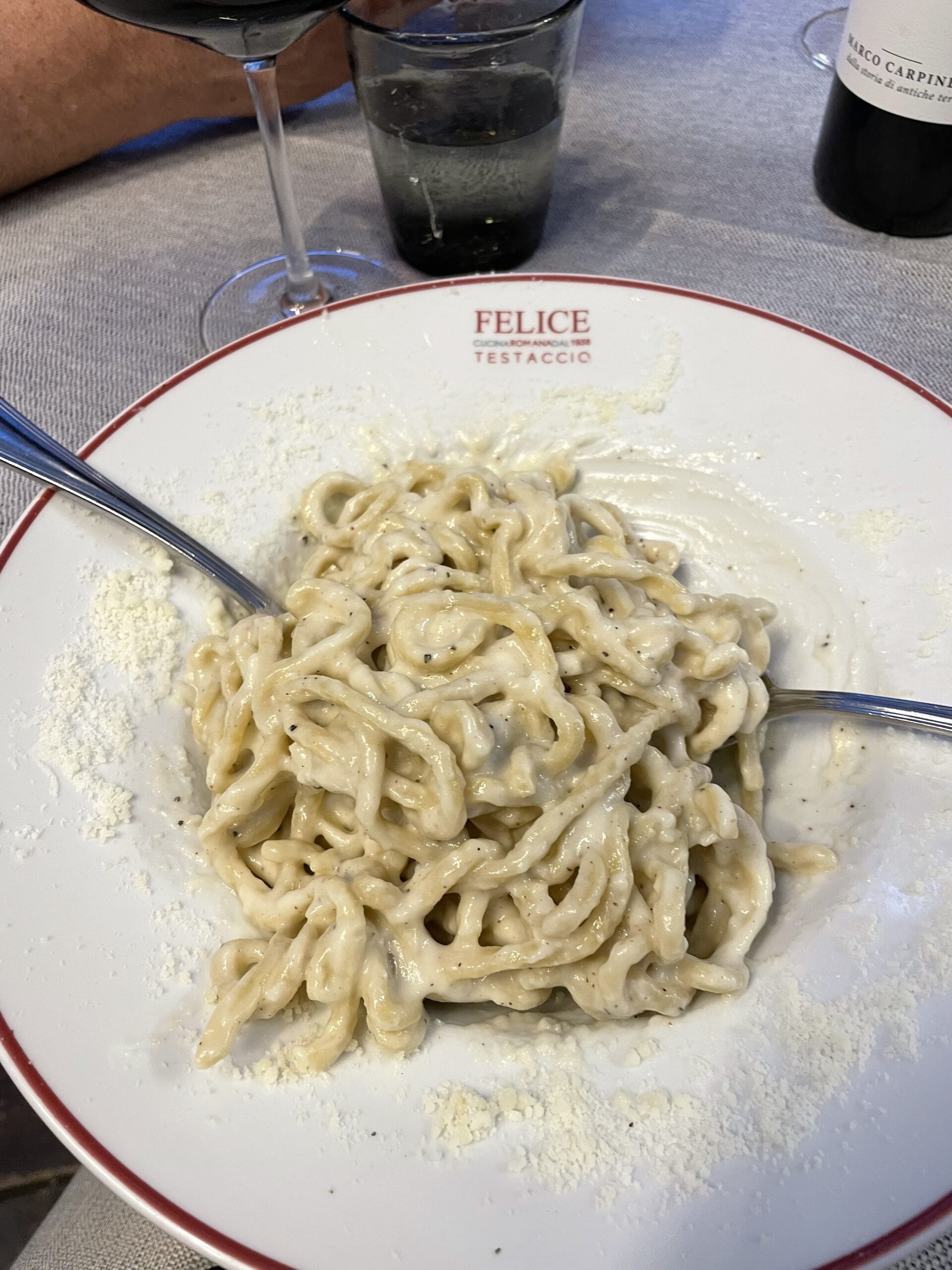 Cacio e pepe pasta at Felice al Testaccio Rome