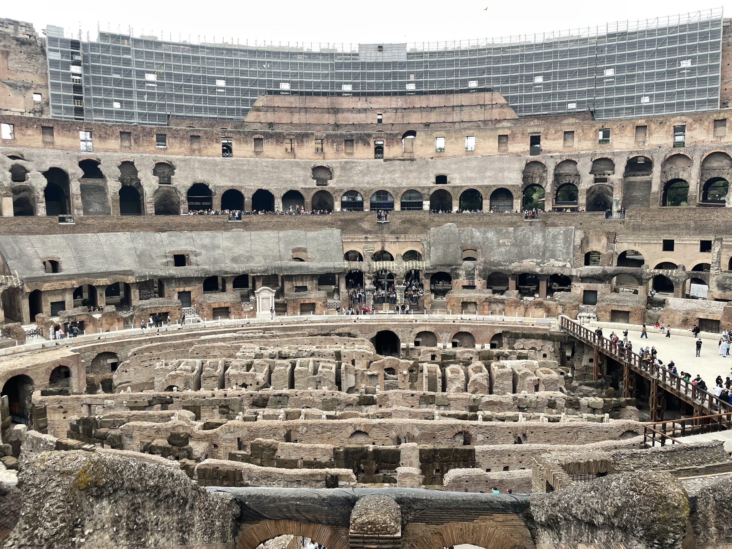 Inside the Colosseum looking at the arena floor