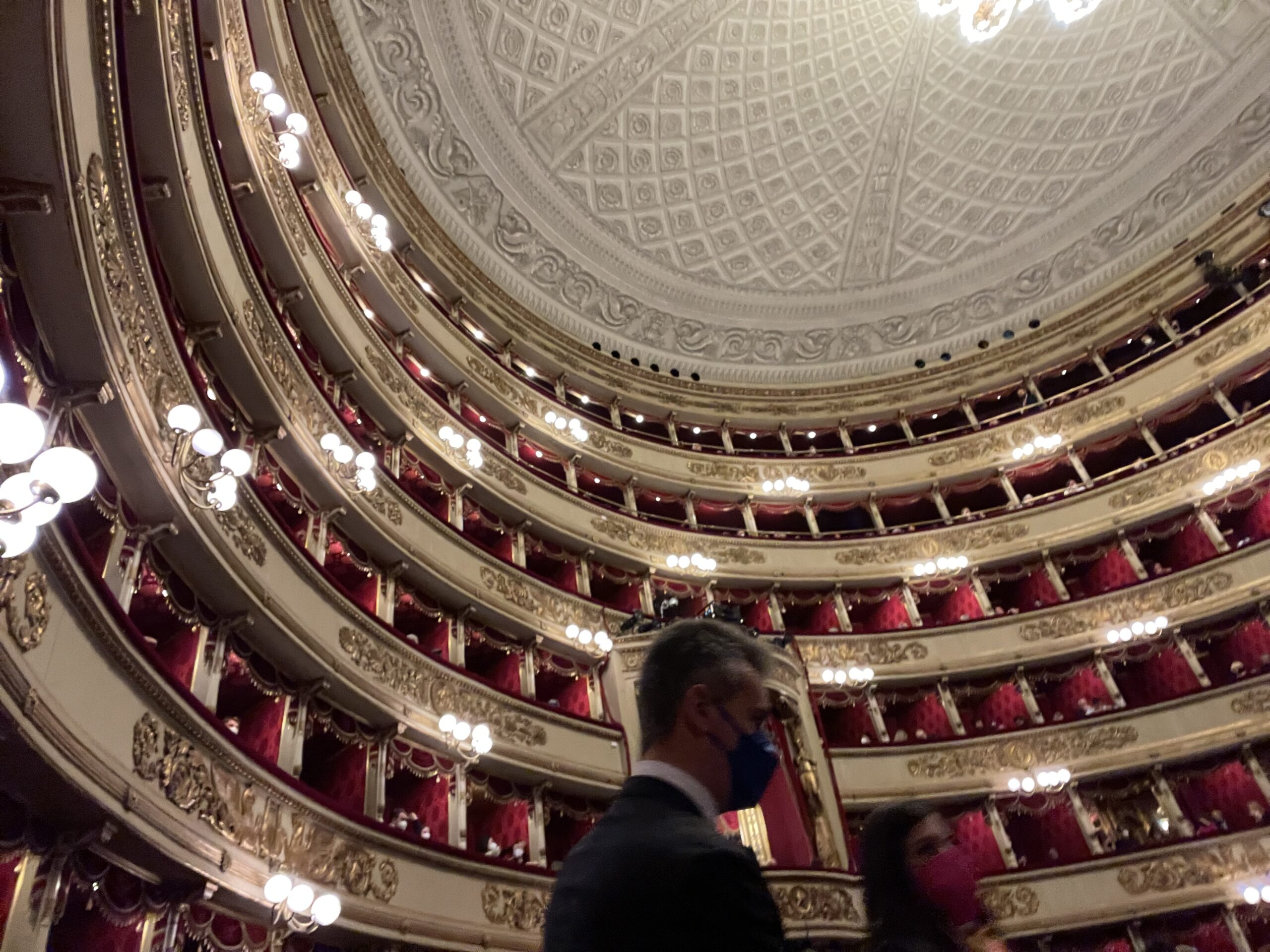 Ornate tiers inside an Italian opera house