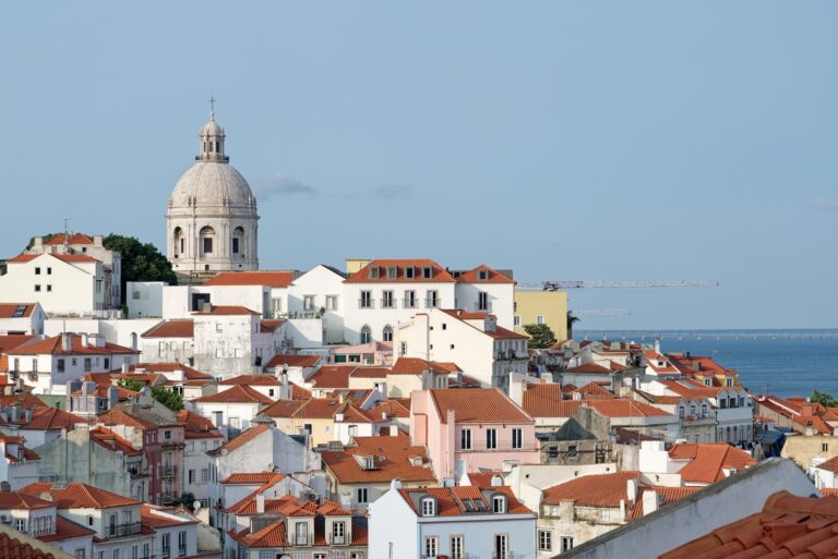 Alfama rooftops and the National Pantheon dome, Lisbon