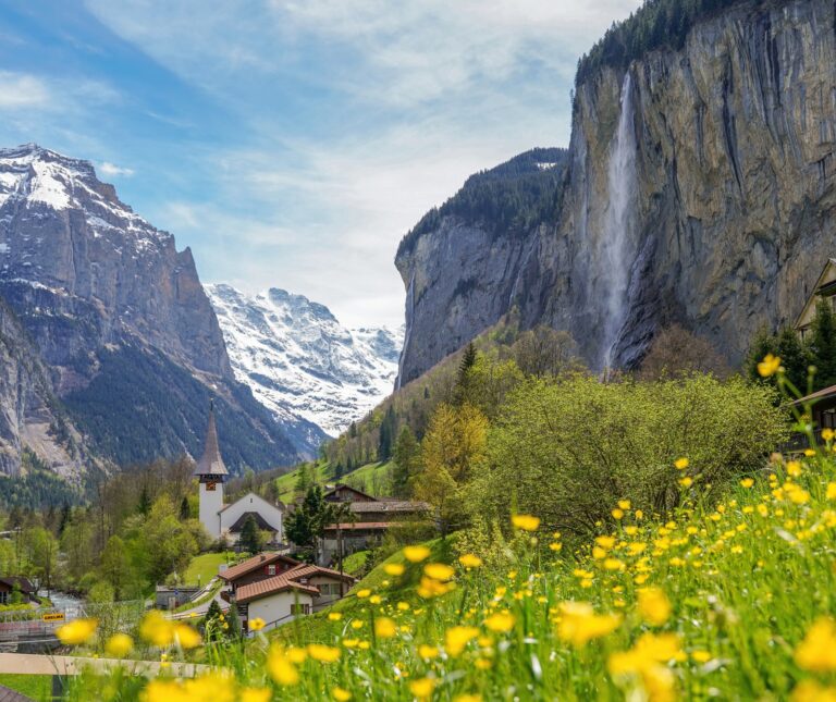 Lauterbrunnen valley and Staubbach Falls, Switzerland